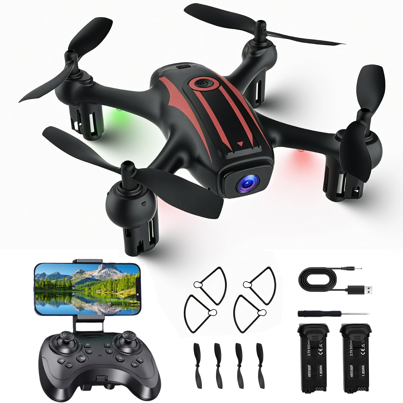 Drones for Kids 8-12 Drone with Camera 1080P for Kids Adults FPV Drone with 2 Batteries Mini Drone Gesture Photo Wifi RC Quadcopter 3 Speed Mode 3D Flips Altitude Hold Kids Drones for Boys