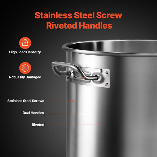 Stainless Steel Stockpot, 53 Quart Large Cooking Pots, Cookware Sauce